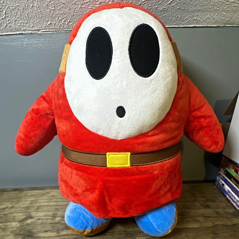 Super Mario Shy Guy Plush Stuffed Toy Red/White/Blue Washable 2020